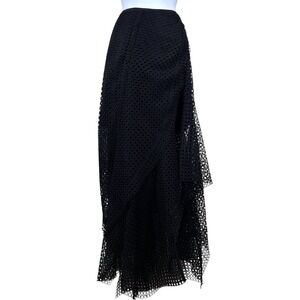 ACLER Eyelet Lace Tiered Layered Lined Skirt Sz 8 Black Edgy Urban Goth Punk